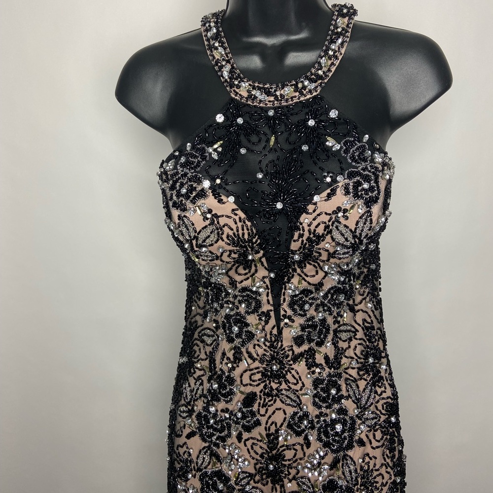 Rachel Allan Black Sheer Formal Dress-Size 2